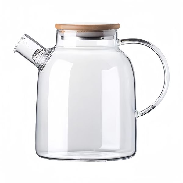 1.6L Glass Teapot with Bamboo Wooden Lid