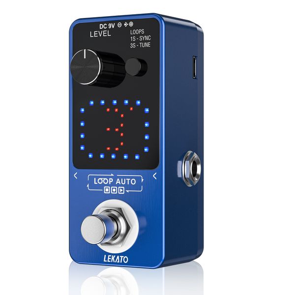 LEKATO Looper Guitar Pedal 3 Loops 18 Min Record Guitar Pedal Rechargeable