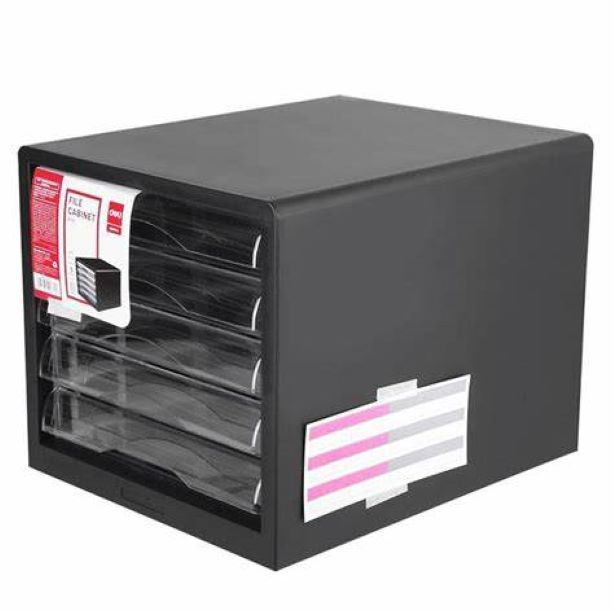 Deli 5 Draw File Cabinet -Black