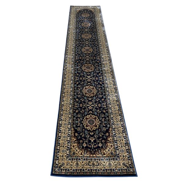 Persian Design Navy &amp; Beige Runner/Rug - 400 x 80 cm