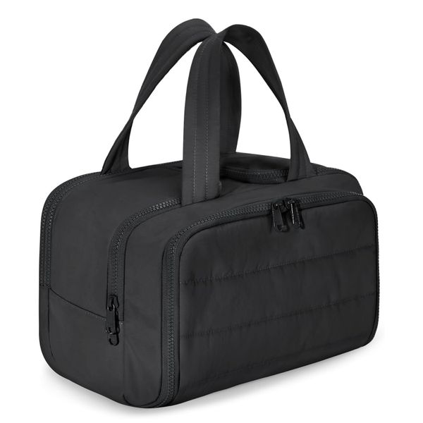 QYNIAL Large Travel Toiletry Bag - Wide Open Padded Makeup Organizer