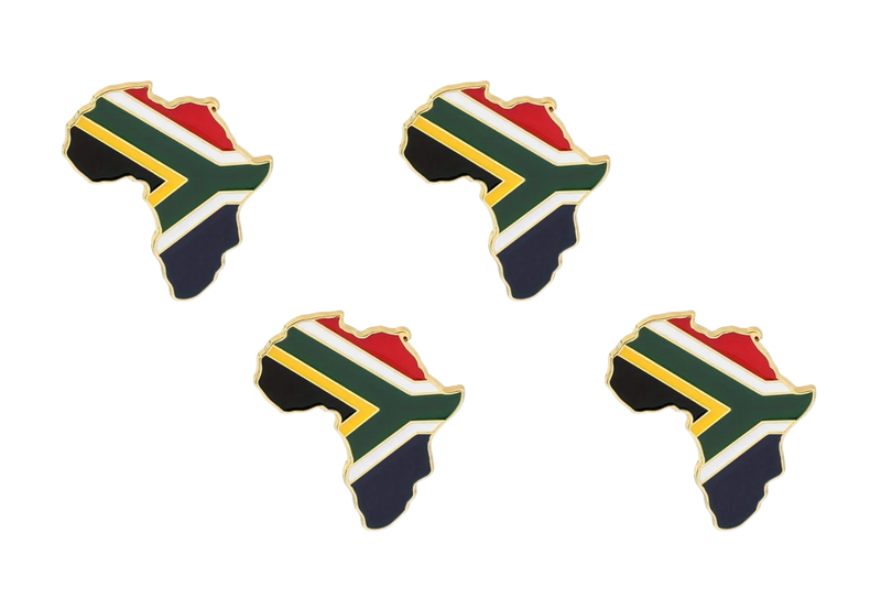 Africa Shaped Brooch with South African Flag - 4 Pack