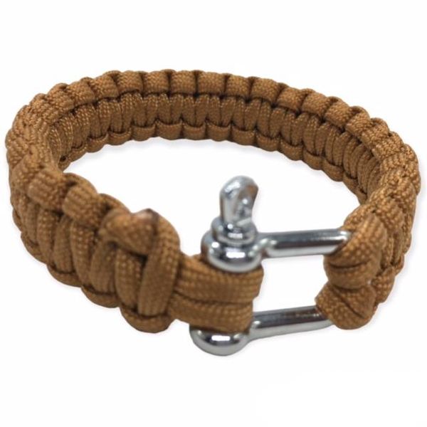 Paracord Hand Bracelets 25cm Metal Lock - Light Brown