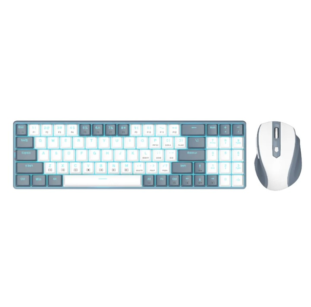 Wireless Keyboard &amp; Mouse Bundle - Stylish Grey and White
