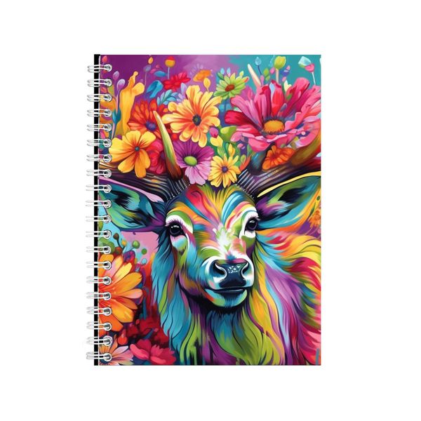 Elk With Lilies And Gerbera Neon Notebook Gift Idea A4 Notepad Pad 74
