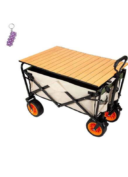 Foldable Outdoor Camping Trolley With Adjustable Handle 8" And A Keyholder