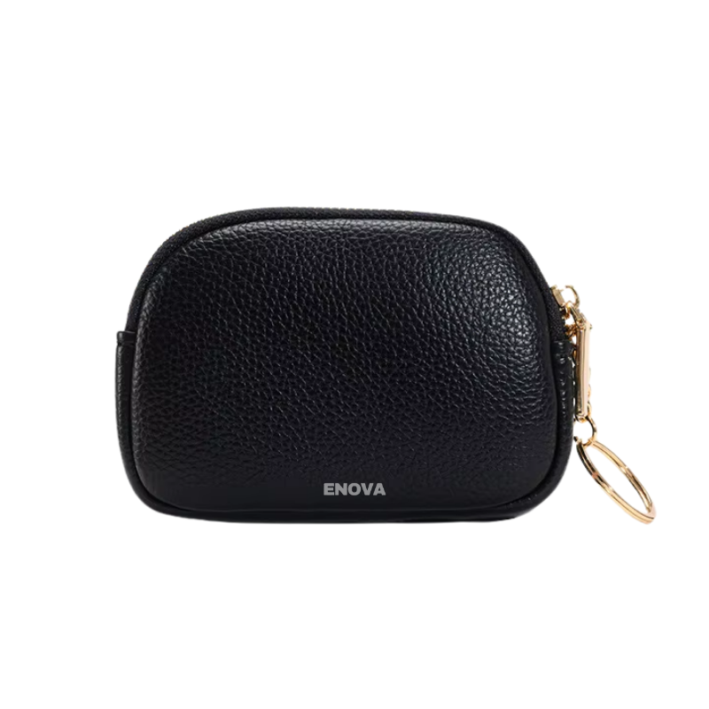 Enova Mini Leather Coin Pouch with Zipper Keychain Wallet for Women