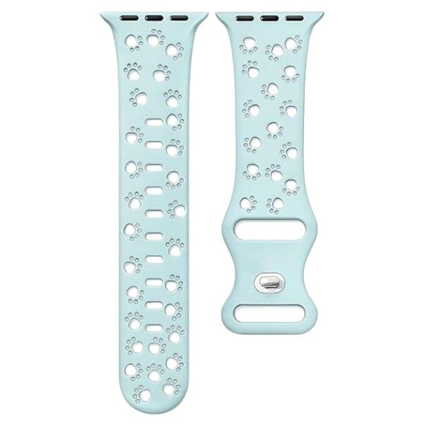 Soft Silicone Apple Watch Strap With Hollow Out Cat Paw Design - Green