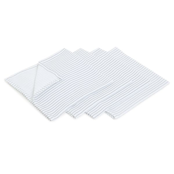 George &amp; Mason - Herringbone Stripe 4 Pack Napkins - White/Charcoal