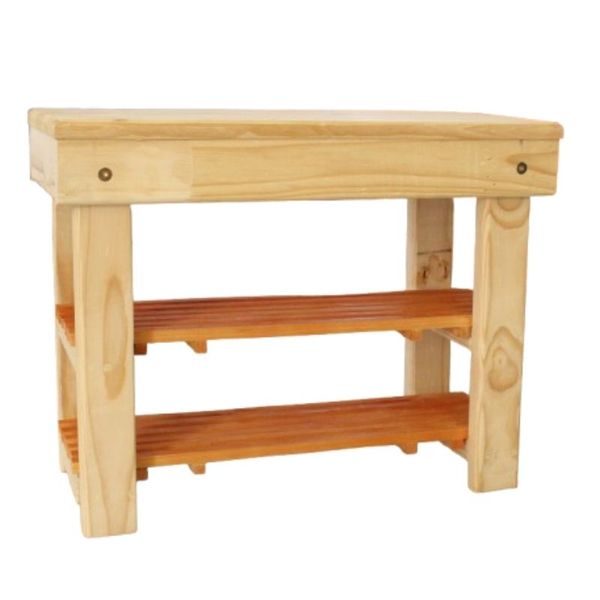Bamboo 3 Tier Shoe Rack Bench 60cmX47X28cm by WOODLY