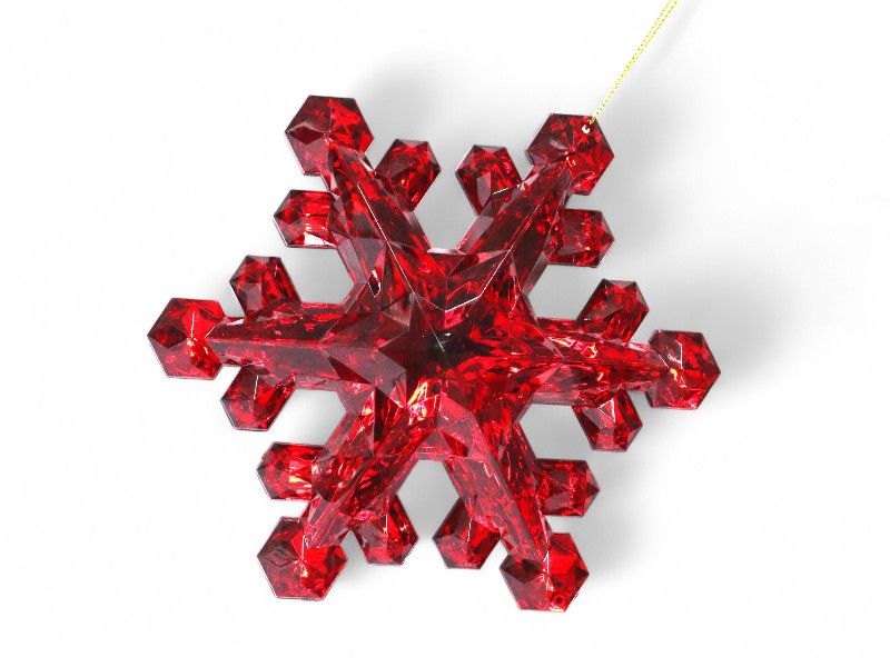 Red Snowflake Hanging Ornament - Festive Winter Sparkle in Bold Style