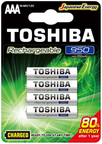Toshiba Rechargeable 950mAh AAA - 4 Pack