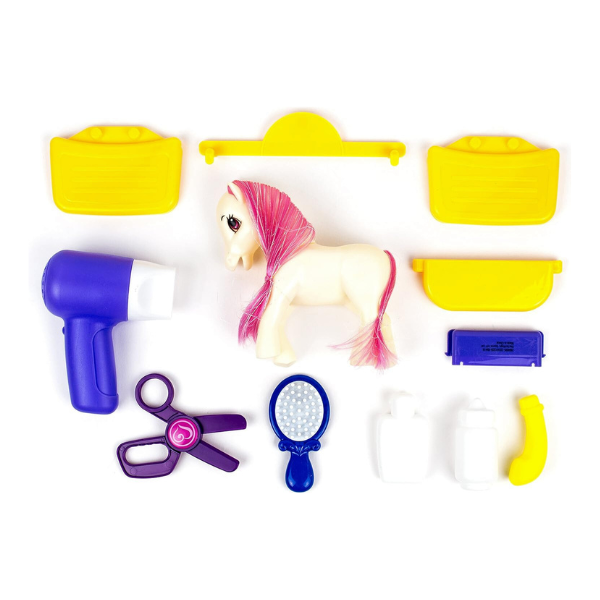 Kids Pony Hair Salon Play Set with Carry Case - Pretend Grooming Toy Kit