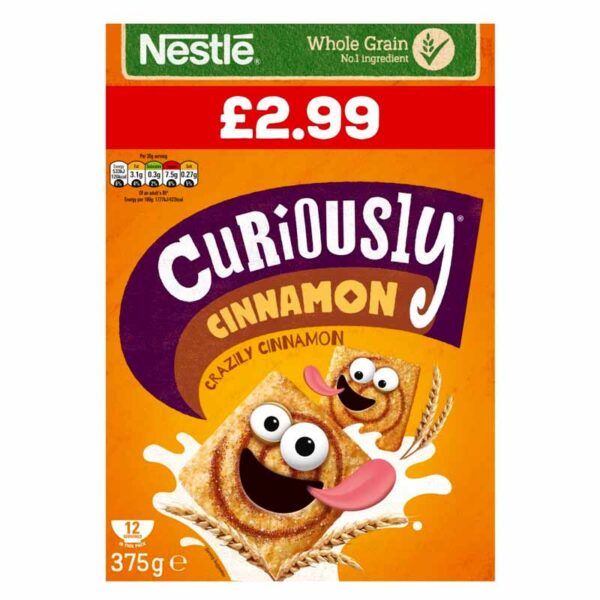Nestle Curiously Cinnamon Breakfast Cereal 375g x 1