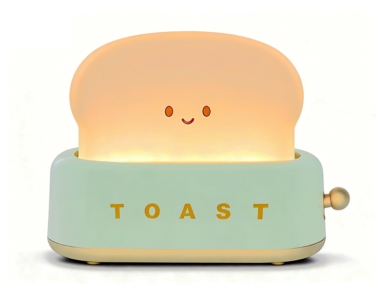 Modern LED Night Light, Cute Toast-Shaped Table Lamp, Green