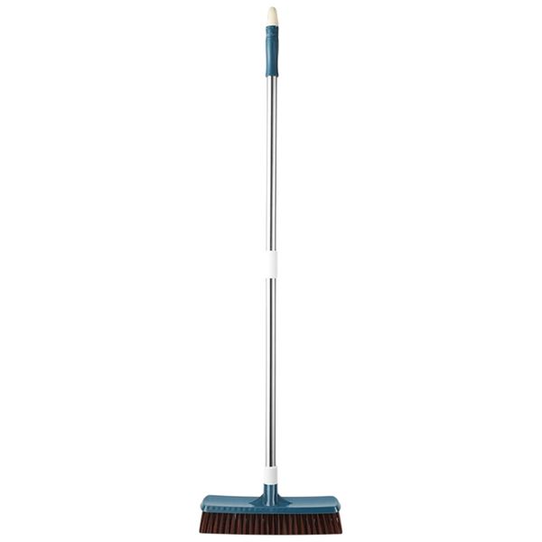 Multi-Surface Cleaning Broom With Long Stainless Steel Handle - Blue