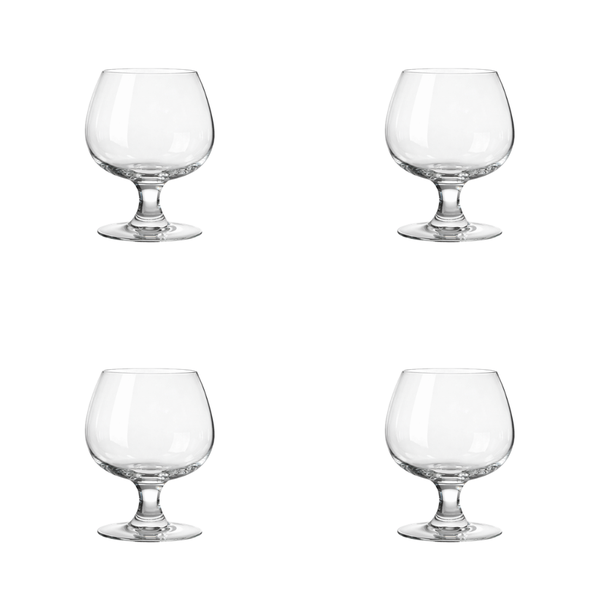 4 Pack - 250ml Clear Stemmed Cognac &amp; Whisky Tasting Glasses- Transparent