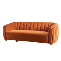 Donna Panel Orange Velvet 3 Seater Sofa