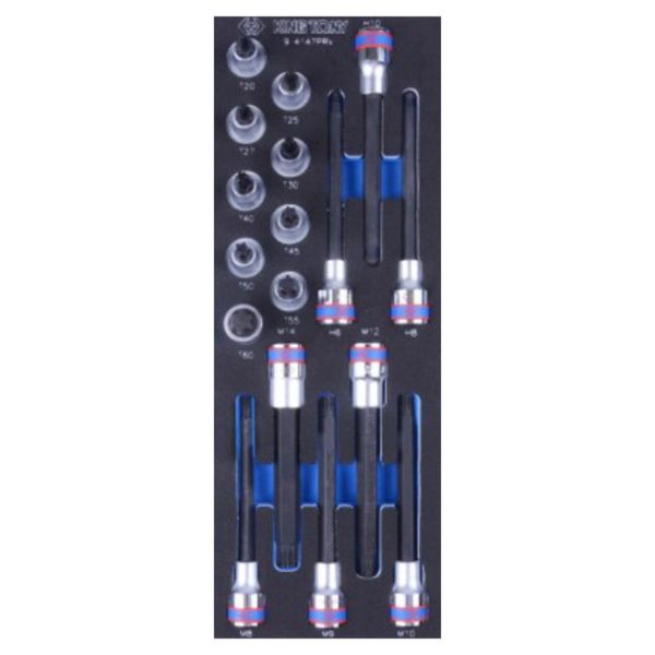 King Tony - Socket Set 1/2" Hex - Torx &amp; Spline Bits 17 Piece