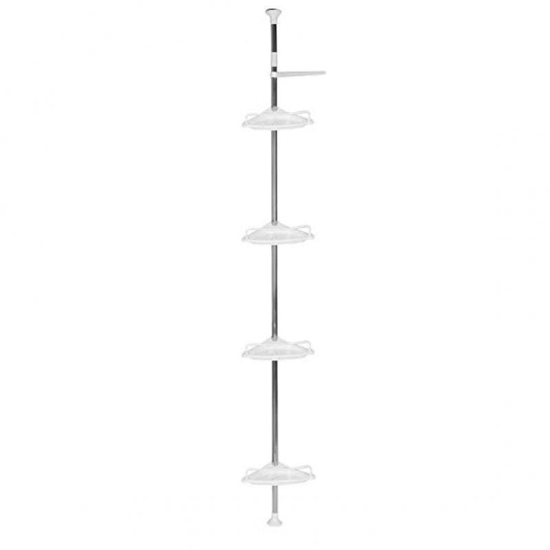 Multi-Purpose Adjustable Bathroom/Shower Corner Standing Shelf Rack - White