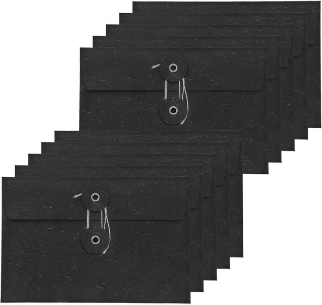 Vintage Carbon Black Greeting Card Envelopes with Tie Closure for Wedding
