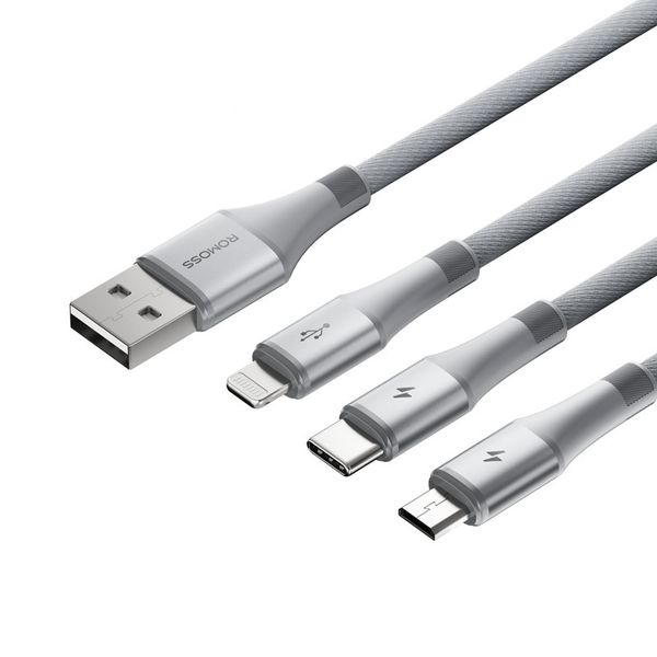 3-In-1 Data Cable-6A/100W Fast Charging- Compatible With iPhone/Android
