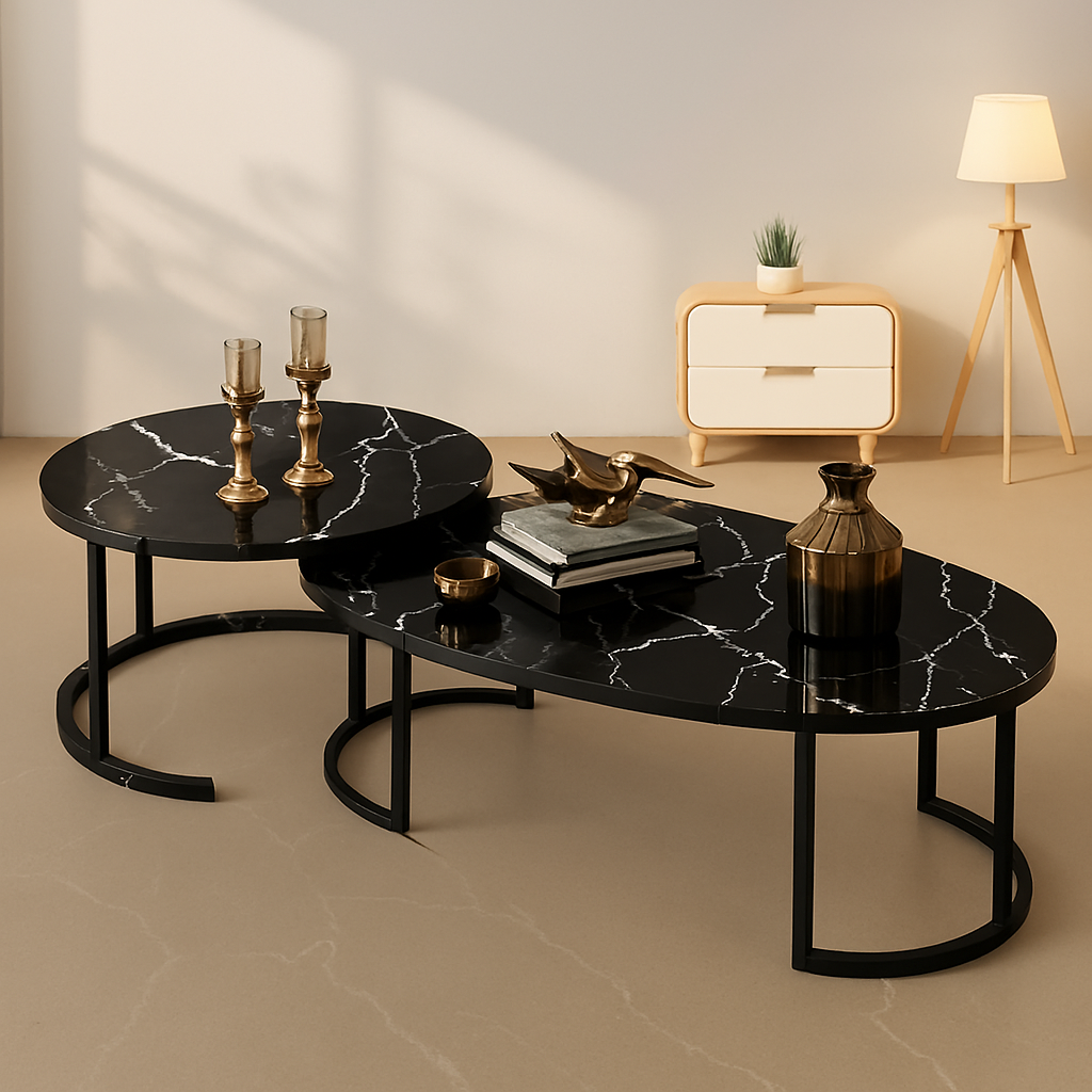 Vortex Furniture Black Glass Round Coffee Table