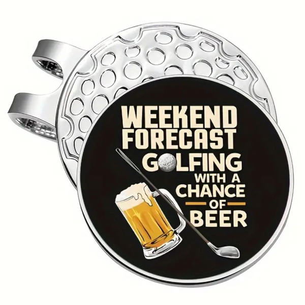 Magnetic Golf Hat Clip &amp; Removable Ball Marker- A chance of Beer