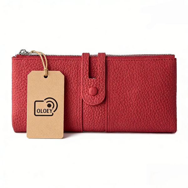 OLOEY Ladies Genuine Leather Slim Bifold Wallet RFID Blocking Card