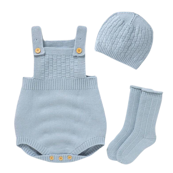 Blue Knitted Baby Set - New Born