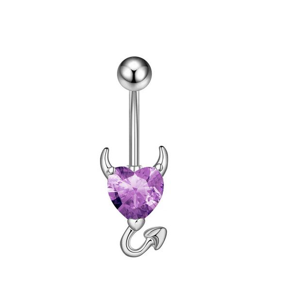 Belly Button Ring Stainless Steel, Cute Devil's Horn Cubic Zirconia