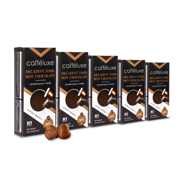 Caffeluxe Nespresso Compatible Dark Hot Chocolate Capsules | 50 Cpack