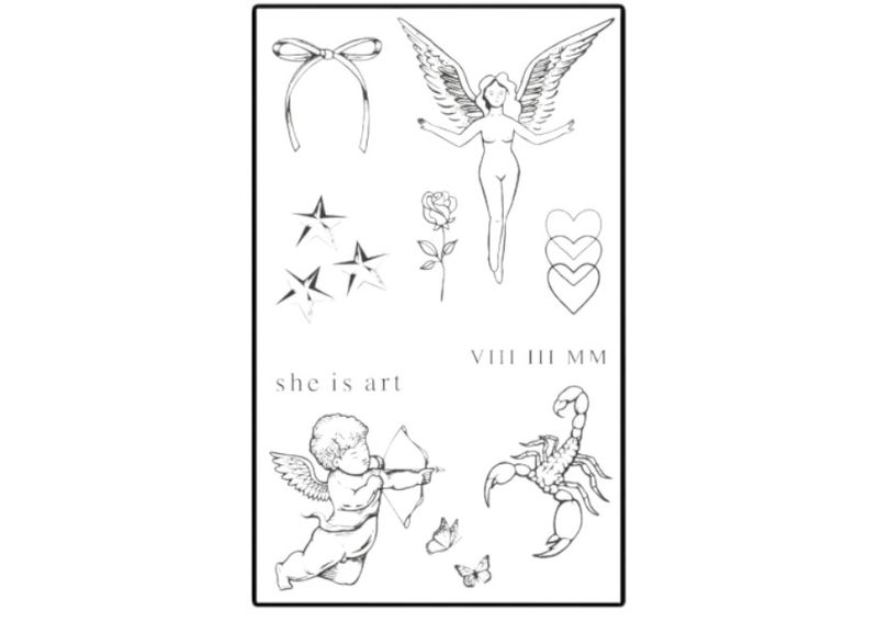 1 Piece - Muse-Inspired Temporary Tattoo Pack - Black
