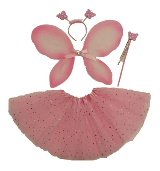 Tutu Skirt - 5 Piece Fairy Princess Kids Costume - Soft Pink - Moon &amp; Stars