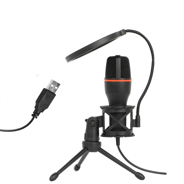 USB Condenser microphone with Tripod Stand and pop filter Filter