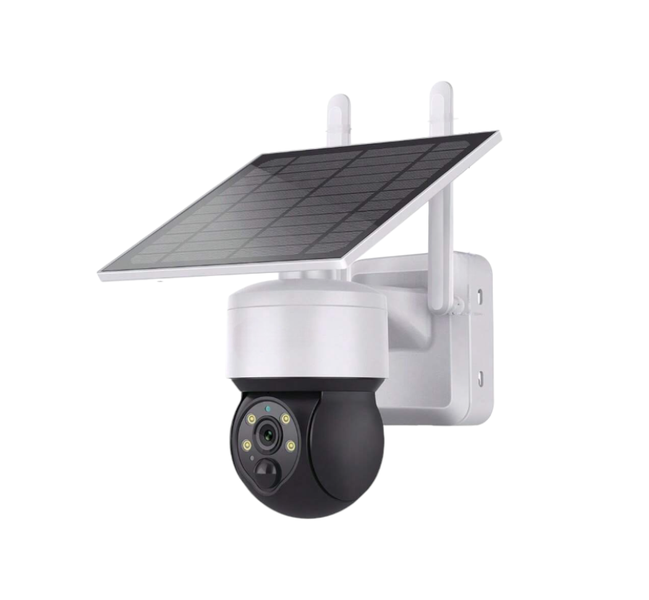 Solar Powered Security Camera With PIR Detection And Night Vision - White
