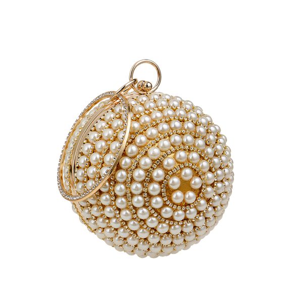 Womens Evening Bag Round Ball Wedding Handbag Pearl Purse