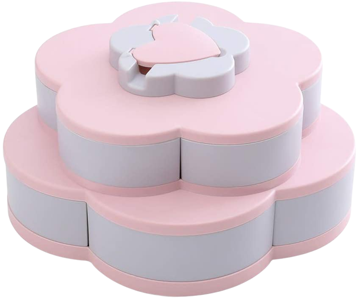Double Layer Flower-Shaped Rotating Candy Fruit Storage Box