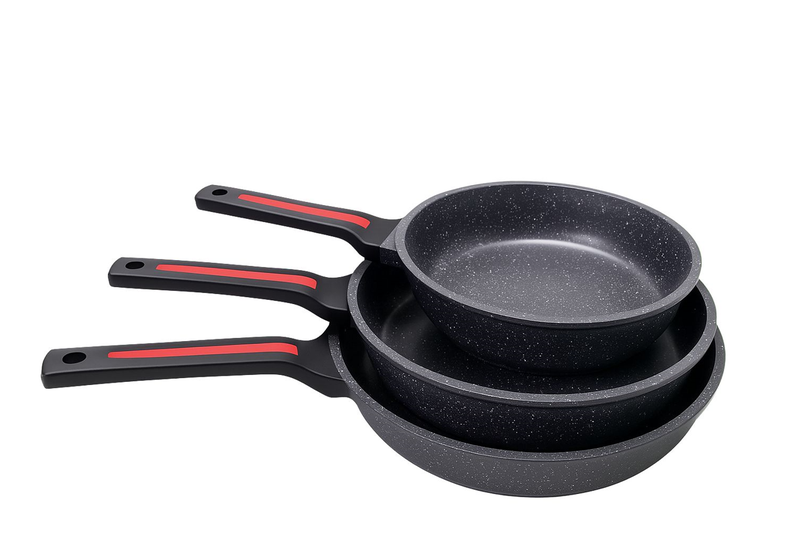 3-pieceHeavy Duty Granite Cookware (frying pan) Set With Mini Metal Wall Paper