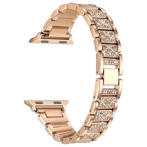 Glamorous Crystal Link Design Apple Watch Strap - Rose Gold