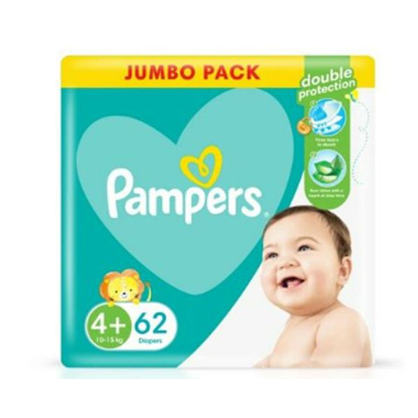 Pampers Active Jumbo Pack Diapers Maxi Plus - 62's 