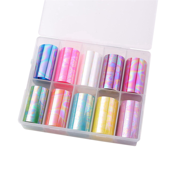 10 Rolls Aurora Nail Foil Laser Nail Transfer Foil