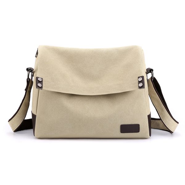 Canvas Crossbody Large Capacity Shoulder Messenger Laptop Tablet White