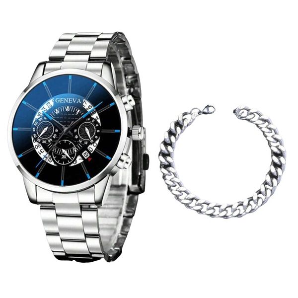 Geneva Formal Stainless Steel Watches Luxury Quartz With Bracelet
