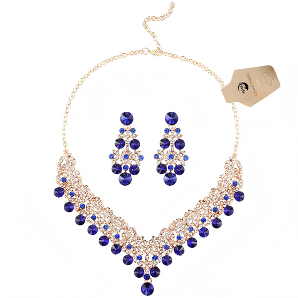 IPSTYLE Bridal Necklace Earring Set Alloy Diamond Crystal Lady Jewelry