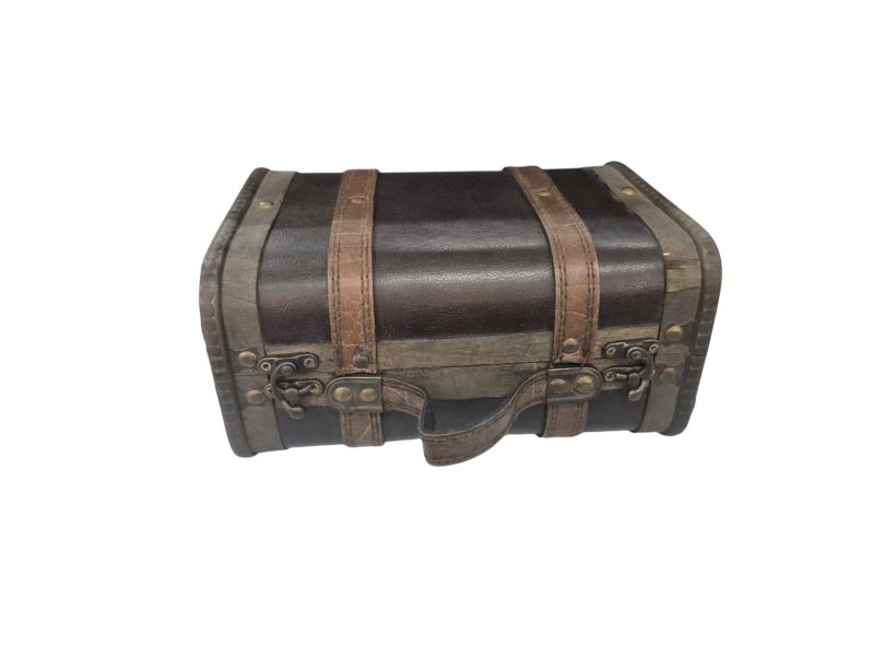 Wooden Treasure Chest with Leather Details