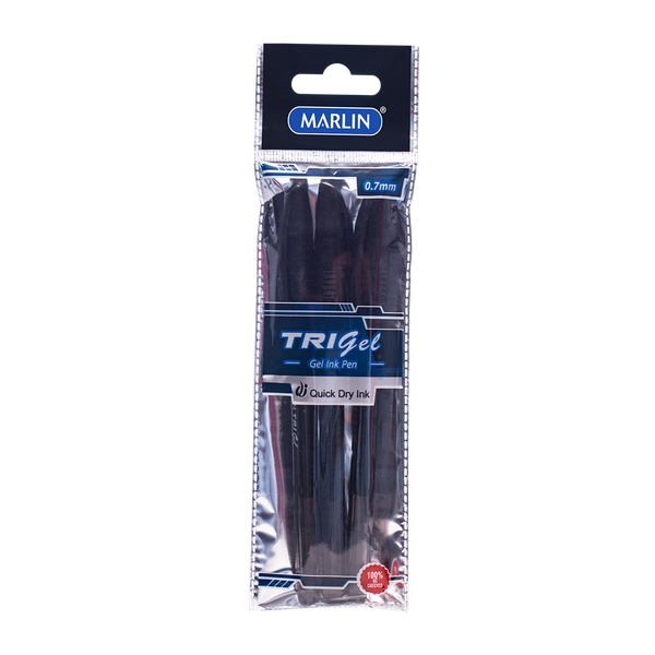 Marlin - Set Of 3 Gel Ink Pens 0.7mm Medium Point (Pack Of 12)