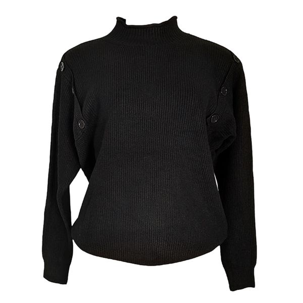Ladies' Polo Neck Jersey - Side Button Detail