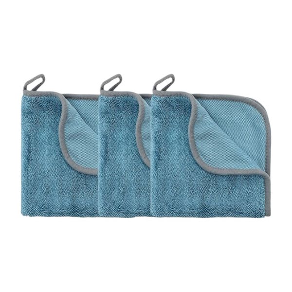 3-Pack Premium Microfibre Car Cleaning Cloth - 40x30cm - Blue