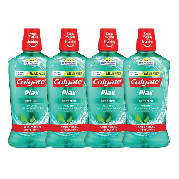 Colgate Plax Mouthwash, Soft Mint, Bulk Offer - 4 X 750ml